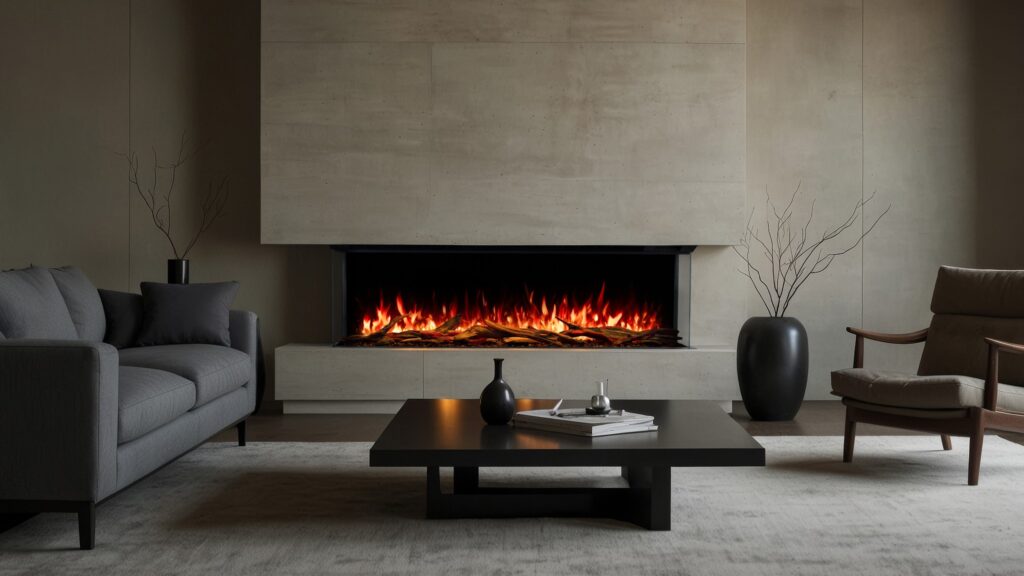 Superb 3D electric fireplace three-sided